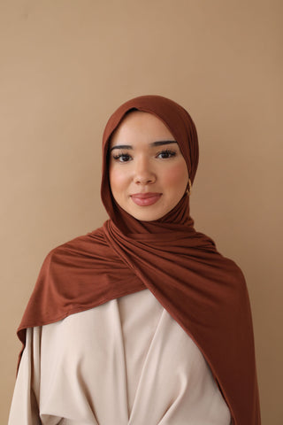 PREMIUM JERSEY HIJAB - RUST BROWN