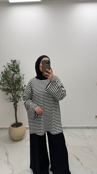 OVERSIZE LONGSHIRT - GESTREIFT