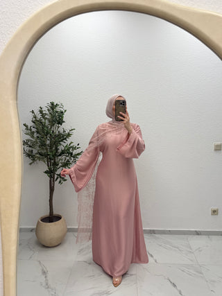 SATIN - ABAYA MIT SPITZENDETAILS