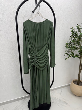 KLEID MIT DRAPIERUNG & WEITEM ÄRMEL
