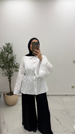 BAUMWOLLBLUSE MIT WEITEN ÄRMELN