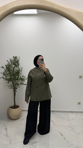 BAUMWOLLBLUSE MIT KNOPFLEISTE