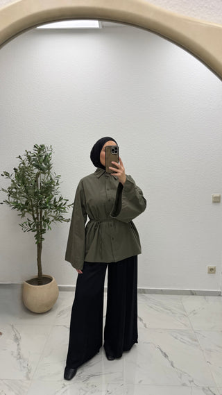 BAUMWOLLBLUSE MIT WEITEN ÄRMELN