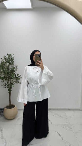 BAUMWOLLBLUSE MIT WEITEN ÄRMELN
