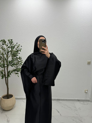 SATIN - KLEID MIT WEITEN ÄRMELN