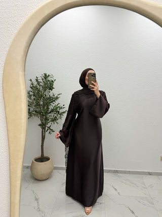 SATIN - ABAYA MIT SPITZENDETAILS