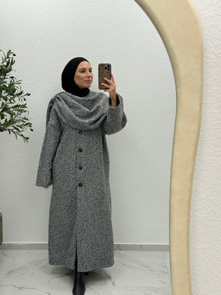 CELINÉ- TEDDY MANTEL LANG MIT INTEGRIERTEM SCHAL