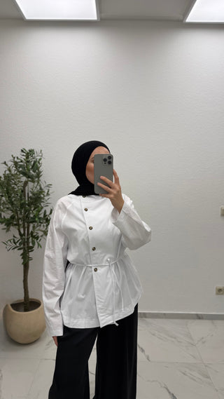 BAUMWOLLBLUSE MIT KNOPFLEISTE