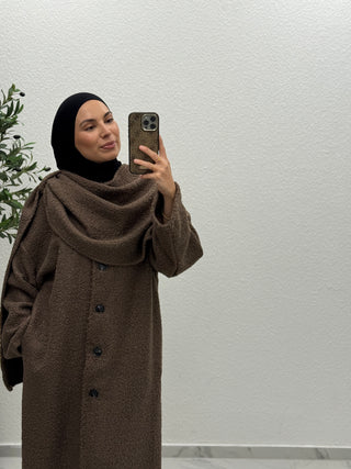 CELINÉ- TEDDY MANTEL LANG MIT INTEGRIERTEM SCHAL