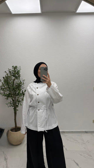 BAUMWOLLBLUSE MIT KNOPFLEISTE