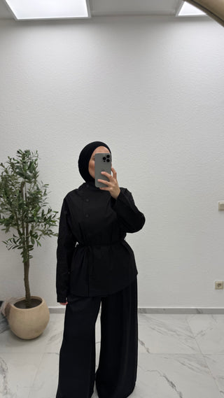 BAUMWOLLBLUSE MIT KNOPFLEISTE