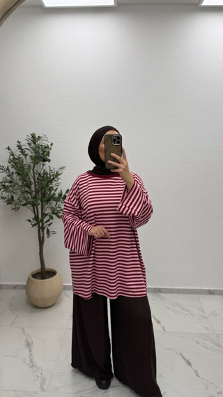 OVERSIZE LONGSHIRT - GESTREIFT
