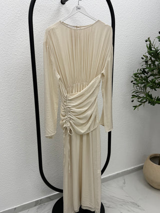KLEID MIT DRAPIERUNG & WEITEM ÄRMEL