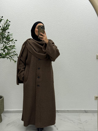 CELINÉ- TEDDY MANTEL LANG MIT INTEGRIERTEM SCHAL