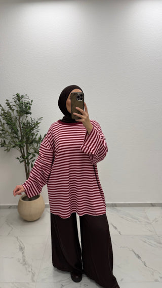 OVERSIZE LONGSHIRT - GESTREIFT