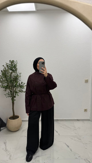 BAUMWOLLBLUSE MIT KNOPFLEISTE
