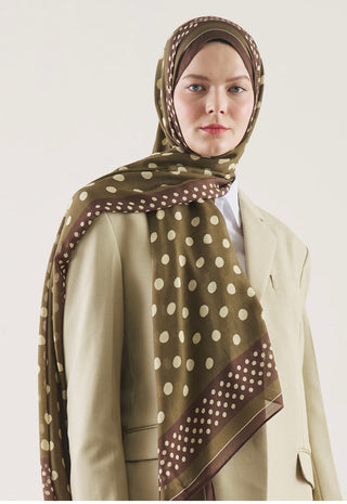 FRESHSCARFS - Bordered Polka Dots Pattern Rami Hijab