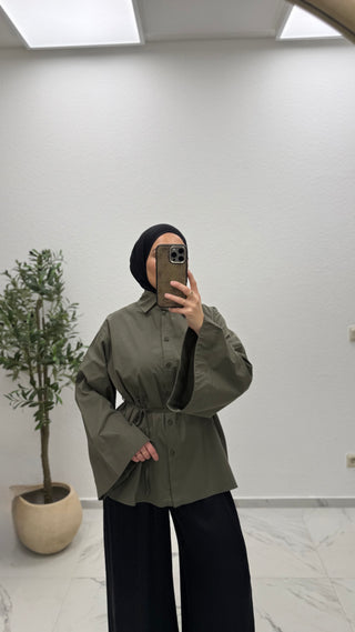 BAUMWOLLBLUSE MIT WEITEN ÄRMELN