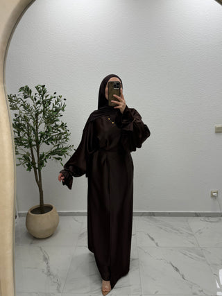 SATIN - KLEID MIT WEITEN ÄRMELN