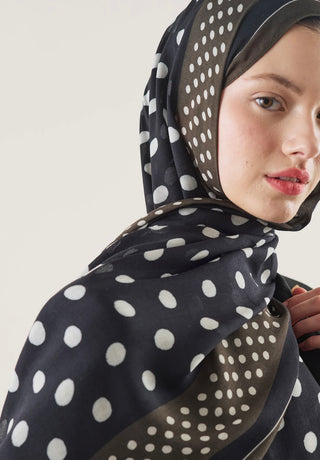FRESHSCARFS - Bordered Polka Dots Pattern Rami Hijab