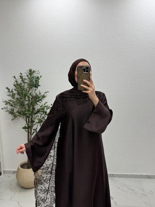 SATIN - ABAYA MIT SPITZENDETAILS