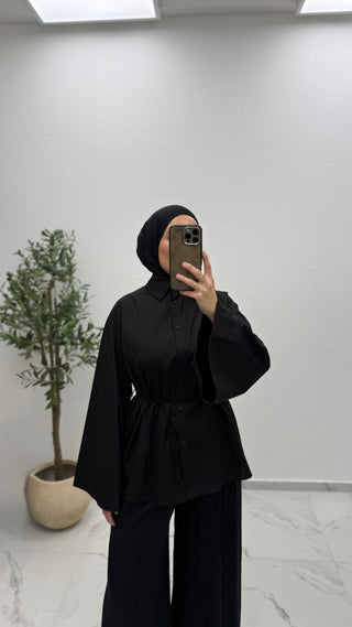 BAUMWOLLBLUSE MIT WEITEN ÄRMELN