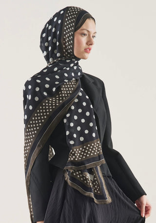 FRESHSCARFS - Bordered Polka Dots Pattern Rami Hijab