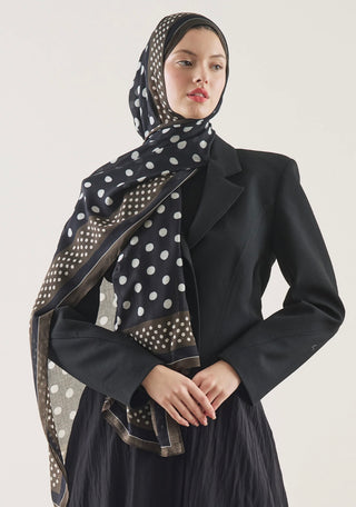 FRESHSCARFS - Bordered Polka Dots Pattern Rami Hijab
