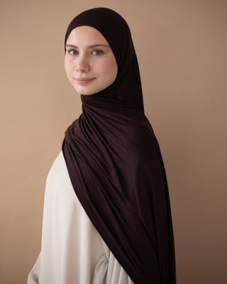 PREMIUM JERSEY HIJAB - DARK BROWN