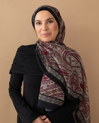 LINA - HIJAB BLACK BORDEAUX